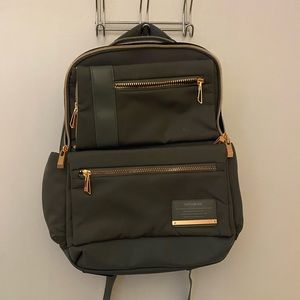 Samsonite Travel Backpack in Olive Green with Rose Gold Detail